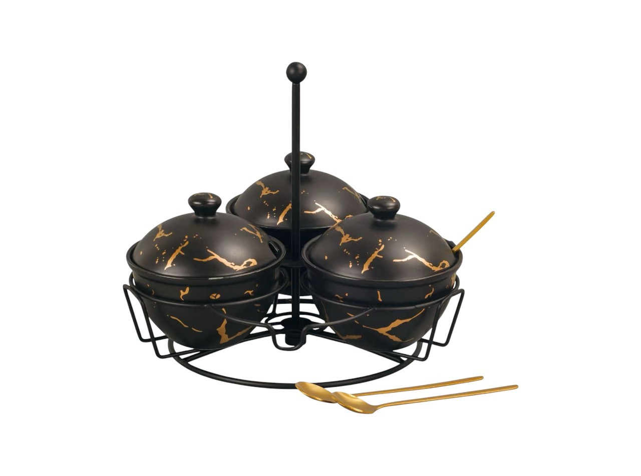 BM715 Hitam Tempat Sambal Dengan Motif Marmer